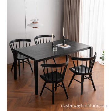 Design originale sedia da pranzo in legno nero con passo